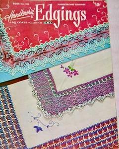 Vintage HANDKERCHIEF EDGINGS Delicate Crochet J & P Coats Clarks No. 282 ~ 1951 - Picture 1 of 5