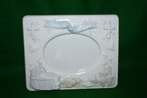RUSS BABY'S BAPTISM PORCELAIN PHOTO FRAME - HOLDS 3.5"x5" PICTURE HORIZONTAL - Picture 1 of 3