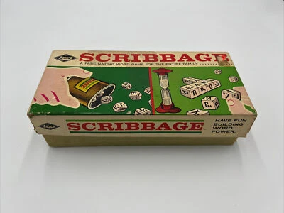 Scribbage Word Game Bakelite Dice Roll & Write Board Game Vintage 1963 Lowe - Image 1 of 4