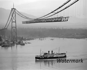 1937 Lions Gate Bridge Under Construction Vancouver B.C. 8 x 10 Foto Bild - Bild 1 von 1