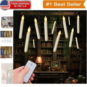 Classic Cordless Flameless Taper Candles with Remote - Set of 12 Warm Lights - Picture 1 of 9