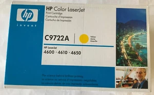 New Genuine HP C9722A Yellow Toner Cartridge LaserJet 4600 4610 4650 Sealed - Picture 1 of 6