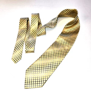 Corbata para hombre Geoffrey Beene 100 % seda amarilla con estampado circular - Imagen 1 de 4