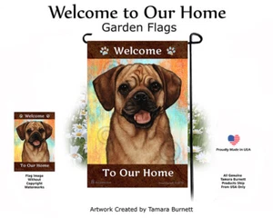 Welcome Garden Flag - Fawn Puggle 115A - Picture 1 of 1