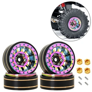 4Pack 1.1inches Brass Beadlock Wheel Hub Rims for Axial SCX24 1/24 RC Car - Picture 1 of 15