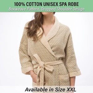 XXL 100% Cotton Spa Robe Waffle Bathrobe Shawl Collar for Men Women (AR105X-1) - Picture 1 of 4