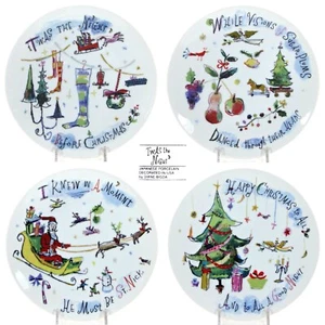 Juego de platos de postre Crate & Barrel TWAS THE NIGHT 8,25" 4 piezas Navidad Diane Bigda - Imagen 1 de 12