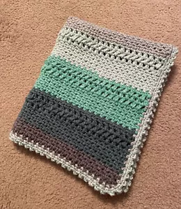Brand New Hand Crocheted Baby Afghan 28x 21" Car Seat Stroller Blanket Greens - Picture 1 of 6