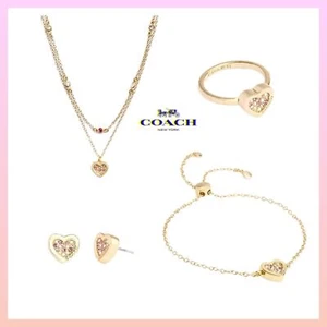 COACH GOLD JEWELRY SET: NECKLACE, BRACELET, RING, & EARRINGS - NEW! GREAT GIFT!  - Picture 1 of 5