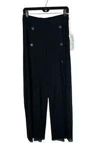 NEW Petit Pois by Viviana G Black Button Pants Size L Palazzo Sailor Wide Mesh - Picture 1 of 11