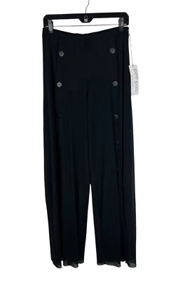 NEW Petit Pois by Viviana G Black Button Pants Size L Palazzo Sailor Wide Mesh - Image 1 of 4