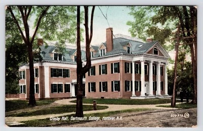 达特茅斯学院克罗斯比大厅校园汉诺威新罕布什尔州NH 1900年代UDB明信片 — 第 1/2 张图片