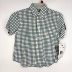 Camisa TFW Sportswear Niños Pequeños XL 7X Abotonada Azul Pastel Amarillo Cuadros SS - Imagen 1 de 8