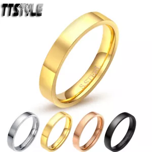 TTs 4mm comfort fit S.Steel Wedding Band Ring Mens &Womens Half Size 5-15 NEW - Picture 1 of 5