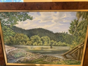 Antigua pintura de paisaje impresionista 17x25 ~ artista listado Otto Oppl (1887-1977) - Imagen 1 de 12