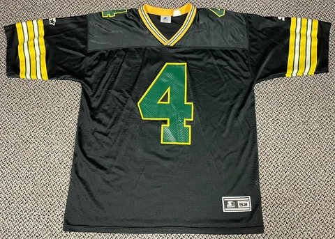 Vintage 1995 Brett Favre #4 Packers Starter Quarterback Club Black Jersey 52 XL Cover