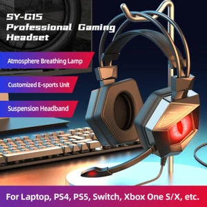 Breathing Light Gaming Earphone Computer Wired Headset Sport 3D sound Headphone - Picture 1 of 15