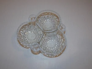 Vintage Hocking Moonstone 3-Section Hobnail Nut Dish - Picture 1 of 4