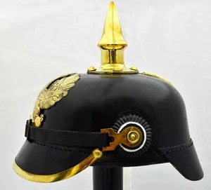 WW1 WW2 casque allemand Pickelhaube officier costume casque en cuir prussien ... - Imagen 1 de 4