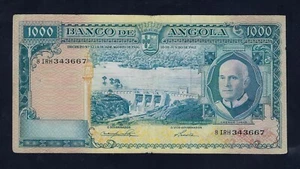 Portugal Angola 1000 Escudos 1962 P-96 rare date , note similar to P-98 - Picture 1 of 2