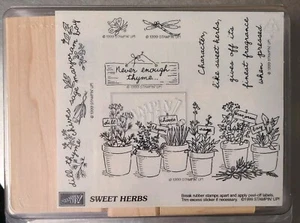 Stampin' Up SWEET HERBS Set di 6 timbri in gomma montati su legno 1999 - Foto 1 di 3