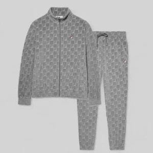 Conjunto de chándales informales de terciopelo gris Fila para hombre nuevos con etiquetas - Imagen 1 de 6