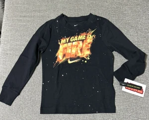 NWT THE NIKE TEE "MY GAME IS FIRE" Glow In The dark Long Sleeves Tshirt Top Sz 4 - Picture 1 of 4