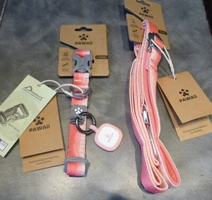 Pawaii Dog collar and adjustable lead / Leash. with Pet ID Tag. Pink. size Small - Picture 1 of 4