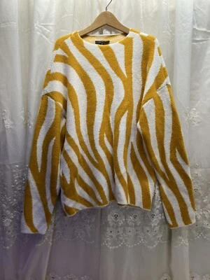 Suéter Pullover Mujer Ann Taylor Naranja/Blanco Rayas, Talla L Foto 1 de 4