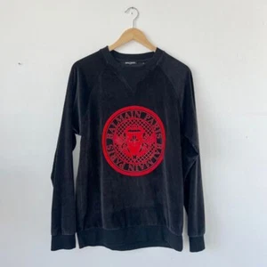Balmain schwarzer Samt Langarm Pullover - Bild 1 von 8