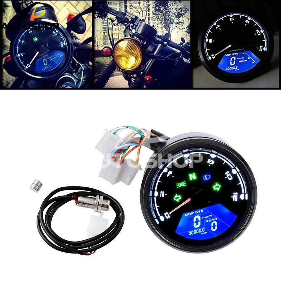 LCD Digital Velocímetro Tacómetro Medidor Odómetro Se Adapta a Harley Electra Glide Foto 1 de 4