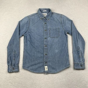 Abercrombie & Fitch Shirt Mens Medium Blue Denim Muscle Fit Y2K Button Down - Picture 1 of 14