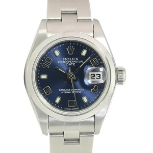 BOX&PAPERS ROLEX DATEJUST 69160 LADIES BLUE INDEX-ARABIC DIAL DOME STEEL 26MM - Picture 1 of 8