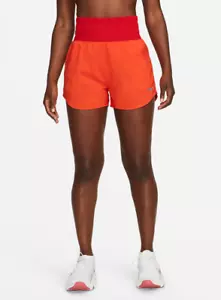 new NIKE women's sz S Dri-FIT One High-Waisted 3" Brief Lined Shorts gym run red - Picture 1 of 5