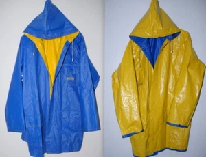Coole Herren Glänzende Wende Regenjacke + Kapuze Regen Jacke Mantel ca 56 / XL - Bild 1 von 8