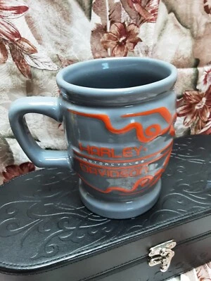 Harley-Davidson  Gray Ceramic Coffee Mug Orange on Gray New  - Photo 1/2