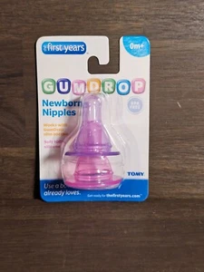 The First Years Newborn Nipples Slow Flow Fits GumDrop Wide Bottles Pink 2-Pack - Picture 1 of 2