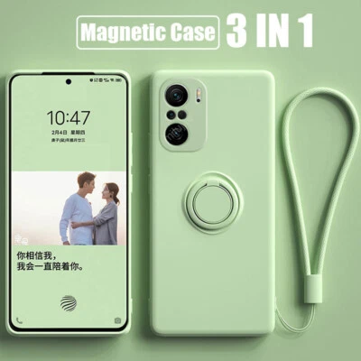 Case For Xiaomi Redmi Note 14 13 12 11 10 9 Pro Liquid Silicone Ring Stand Cover - Image 1 of 4