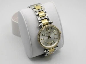 Fossil Carlie Two Tone Stainless Link Band Ladies Quartz Crystal Bezel Watch - Picture 1 of 7