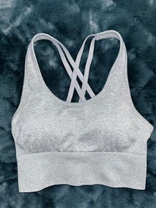 Puma cross back padded grey sports bra size Small - Picture 1 of 7