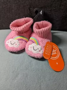 NEW Wonder Nation Infant Girls Pink Rainbow Slip On Bootie Slippers Size 4 - Picture 1 of 9