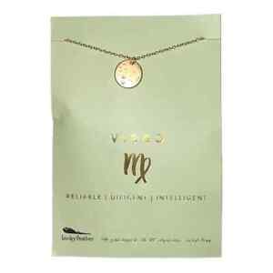 Lucky Feather Gold Tone Zodiac Necklace Virgo Crystal Accents New 