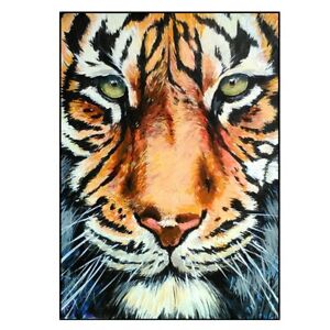 HH1148 PURE HAND-PAINTED ANIMAL DECOR OIL PAINTING TIGER 80CM UNFRAMED