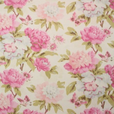 COVINGTON BROOKWOOD CERISE PINK FLORAL LINEN MULTIPURPOSE FABRIC 1.5 YARD 54"W - Image 1 of 4