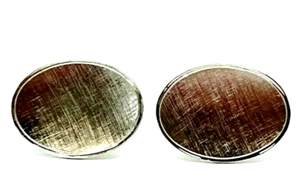 Vintage Textured Oval Classic Cufflinks For Men in Sterling Silver - Picture 1 of 8