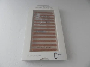 Michael Kors Snap On Case for iPhone XS iPhone X Stripes/Glitter/Rose Gold New - Picture 1 of 10