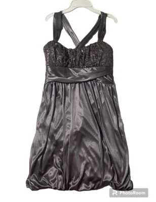 Lindo Vestido Love Tease Mujer Carbón Satinado Mini Lentejuelas Cremallera Espalda Burbujas Talla 9 Foto 1 de 4