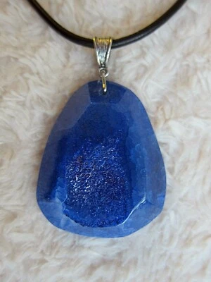 Collar de piedras preciosas ágata geoda drusa genuino de forma libre para hombre \ Damas. Foto 1 de 4