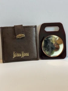 Vintage Neiman Marcus Mirror in Pouch Snap Closure 3.5” Rare And Unique - Picture 1 of 4