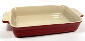 LE CREUSET 10x7x2 rechteckige Auflaufform Backform • rote Emaille • zwei Griffe - Bild 1 von 6